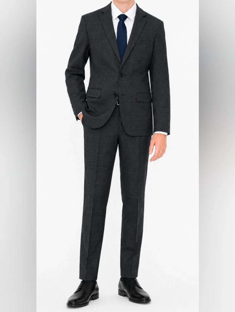 Marc New York Andrew Marc Boys Skinny Black Plaid Suit